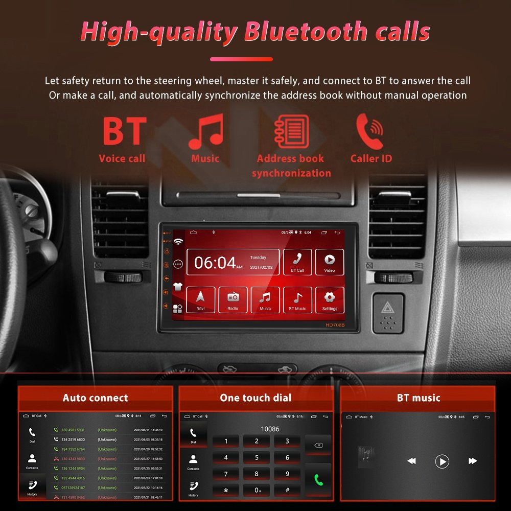 Podofo 7" 2 Din Android Car Radio With Carplay & Android Auto Car Stereo Autoradio GPS Navigation WIFI BT FM RDS OEM Factory
