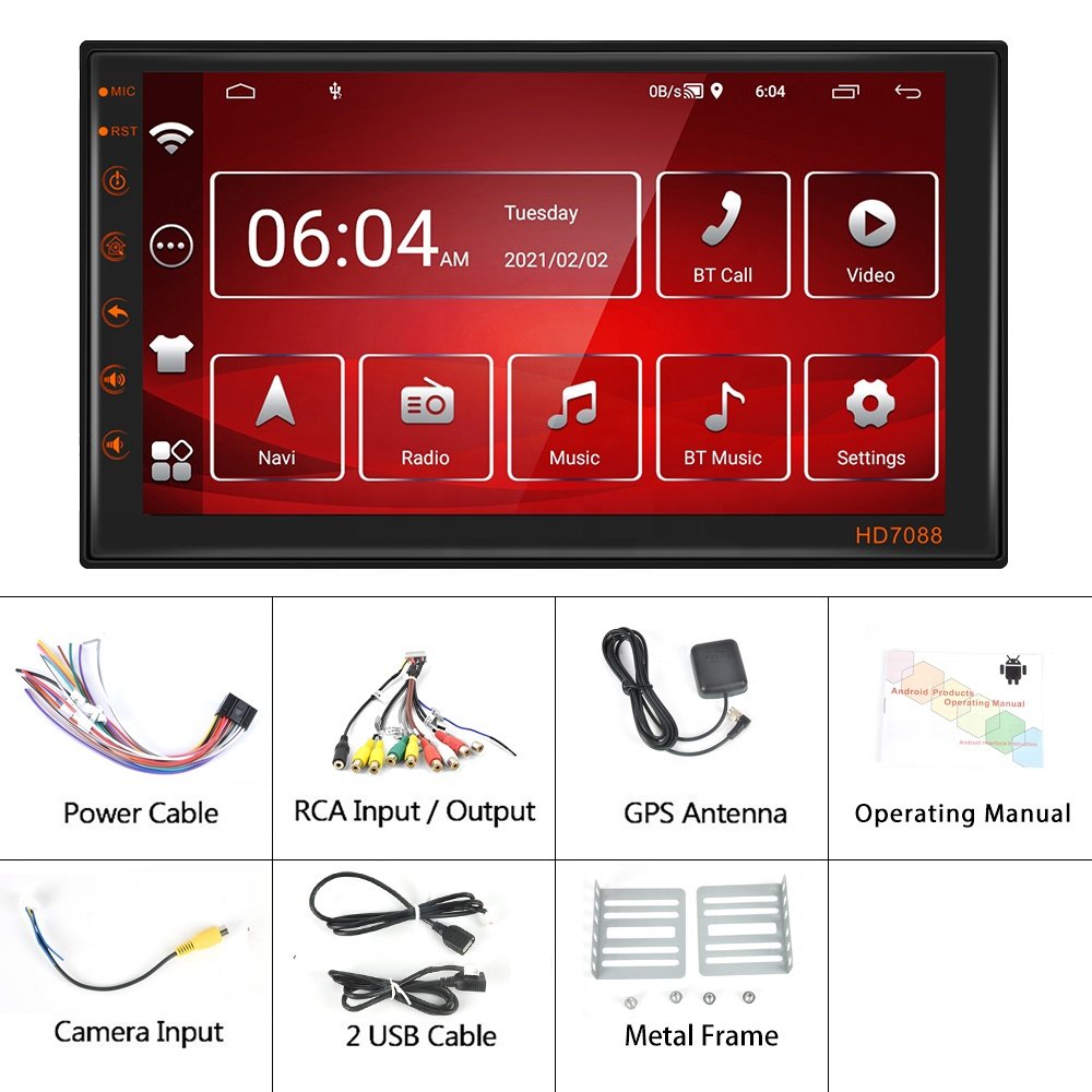 Podofo 7" 2 Din Android Car Radio With Carplay & Android Auto Car Stereo Autoradio GPS Navigation WIFI BT FM RDS OEM Factory