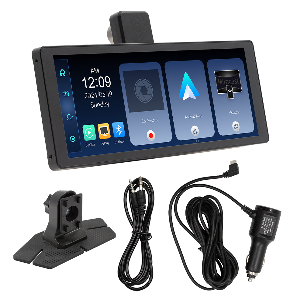 BQCC 10.26'' Driving Recorder 1080P 2K 4K Rear View Camera Wireless Carplay Android Auto Car Split Screen Display DVR Car Player