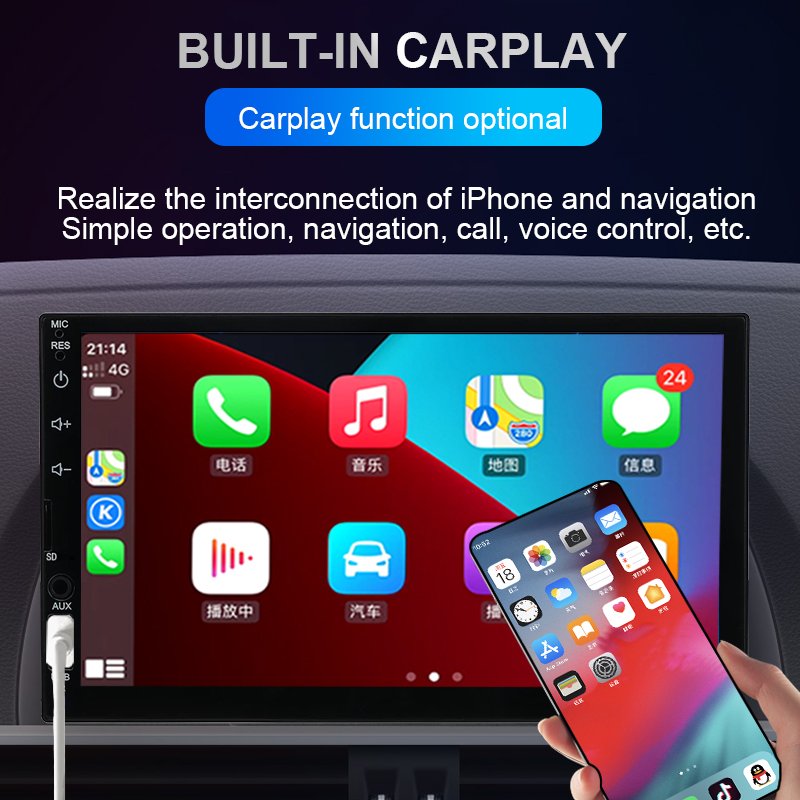 Hengmao Universal 7049C With Carplay 7 Inch Touch Screen Car Radio 2 Din Mp5 Player Car DVD Player