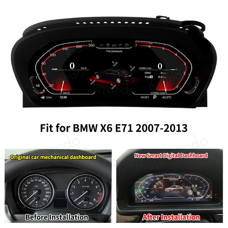 krando 12.3Inch car smart lcd display car dashboard monitor cluster for BMW X6 E71 X5 E70 CCC CIC car dvd player instrument