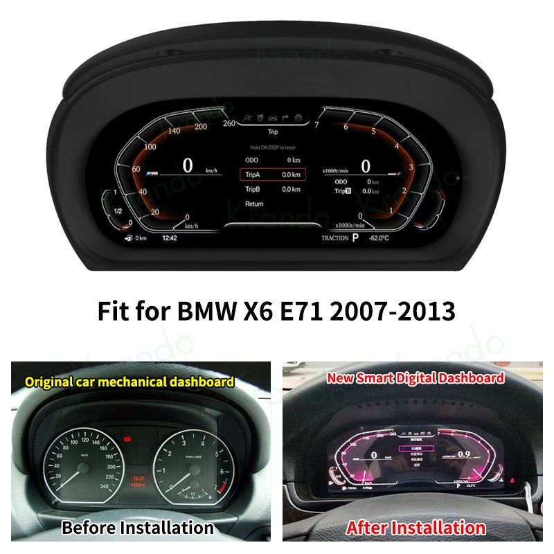 krando 12.3Inch car smart lcd display car dashboard monitor cluster for BMW X6 E71 X5 E70 CCC CIC car dvd player instrument