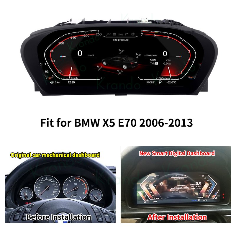 krando 12.3Inch car smart lcd display car dashboard monitor cluster for BMW X6 E71 X5 E70 CCC CIC car dvd player instrument