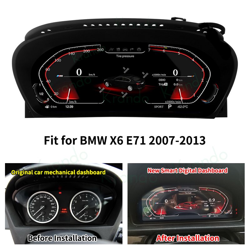 krando 12.3Inch car smart lcd display car dashboard monitor cluster for BMW X6 E71 X5 E70 CCC CIC car dvd player instrument