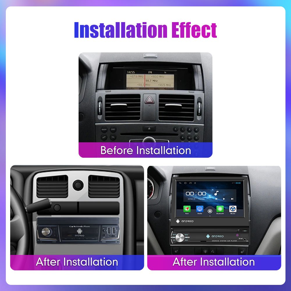 7Inch 1 Din Car Radio Android Car Stereo Car Audio System Retractable Touch Screen Auto Radio MP5 Multimedia DVD Player