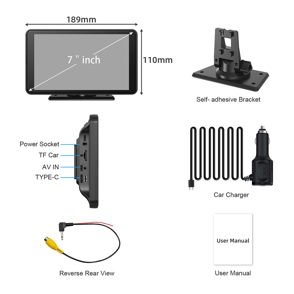 Factory in stock Portable wireless carplay screen 7 Inch multimedia player for apple carplay android auto car dvd player