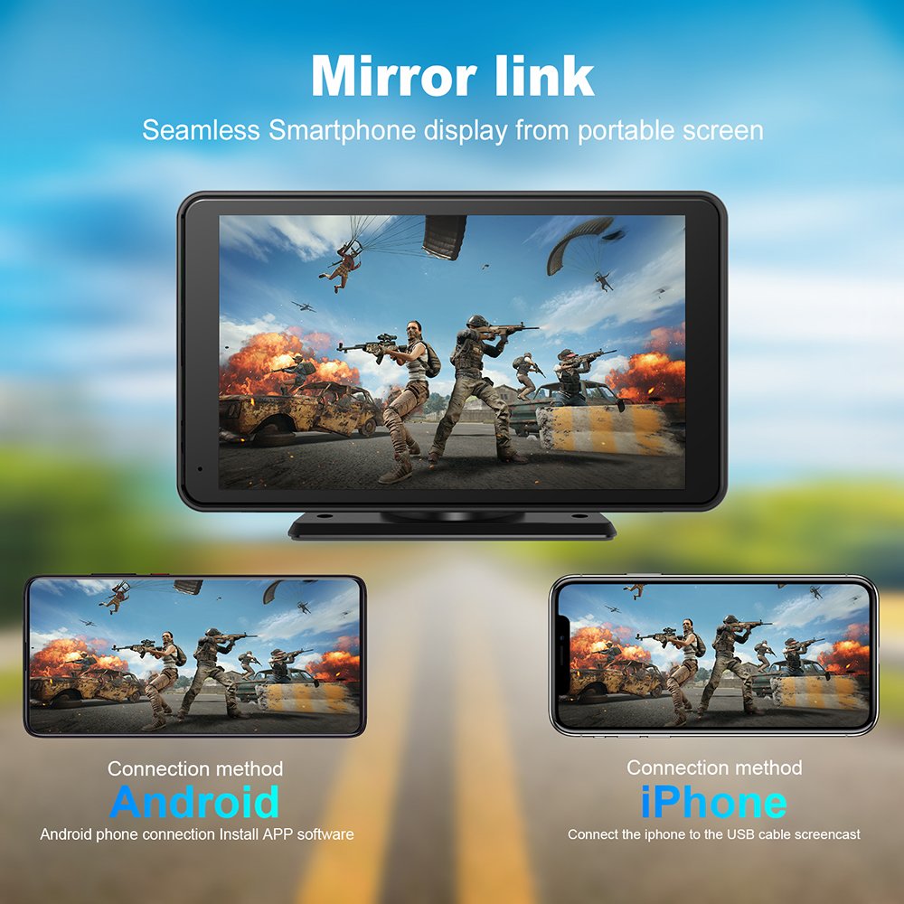 Factory in stock Portable wireless carplay screen 7 Inch multimedia player for apple carplay android auto car dvd player