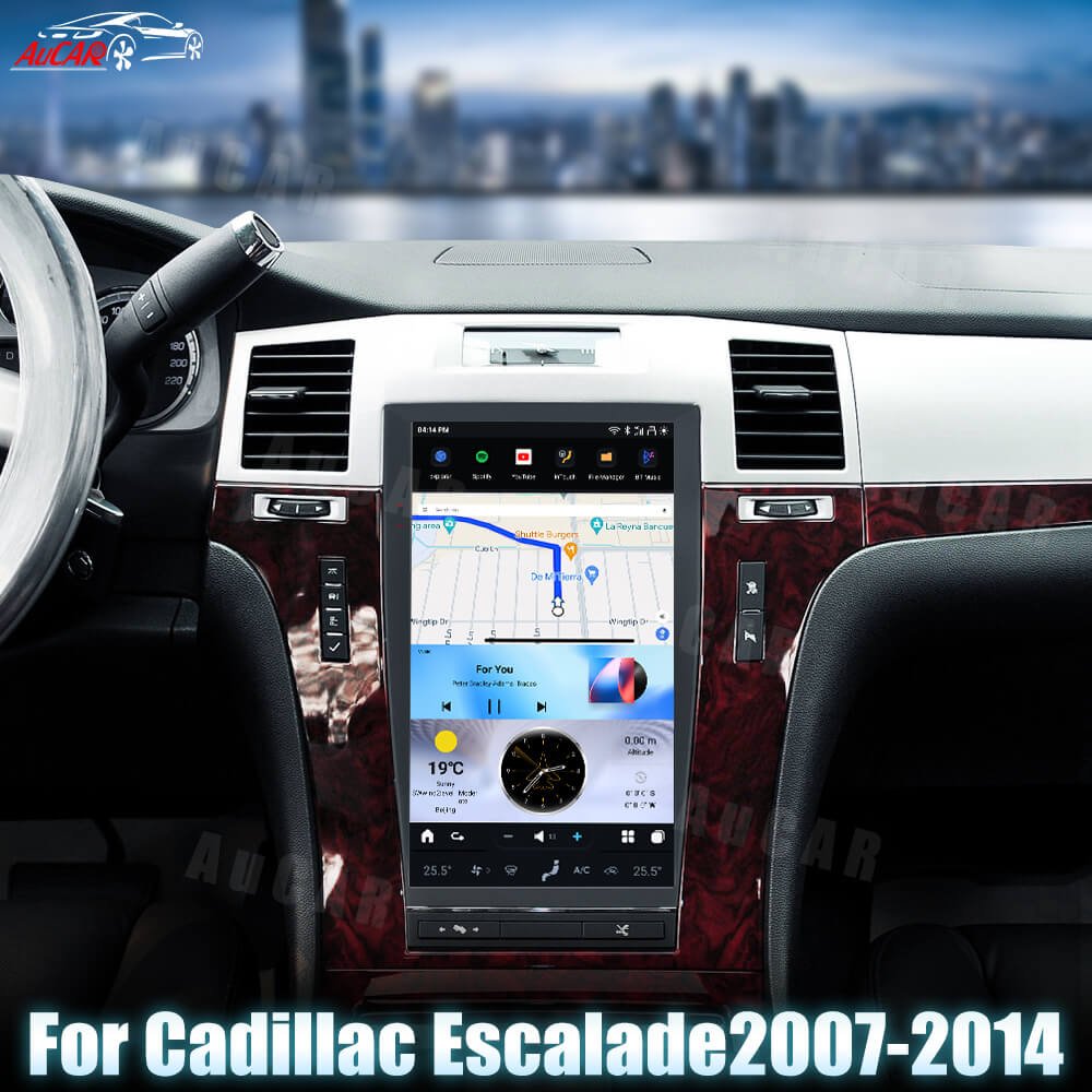 AuCar 13.6'' CarPlay Tesla Style Android 13 Car Radio GPS Navigation Multimedia DVD Player For Cadillac Escalade 2007-2014