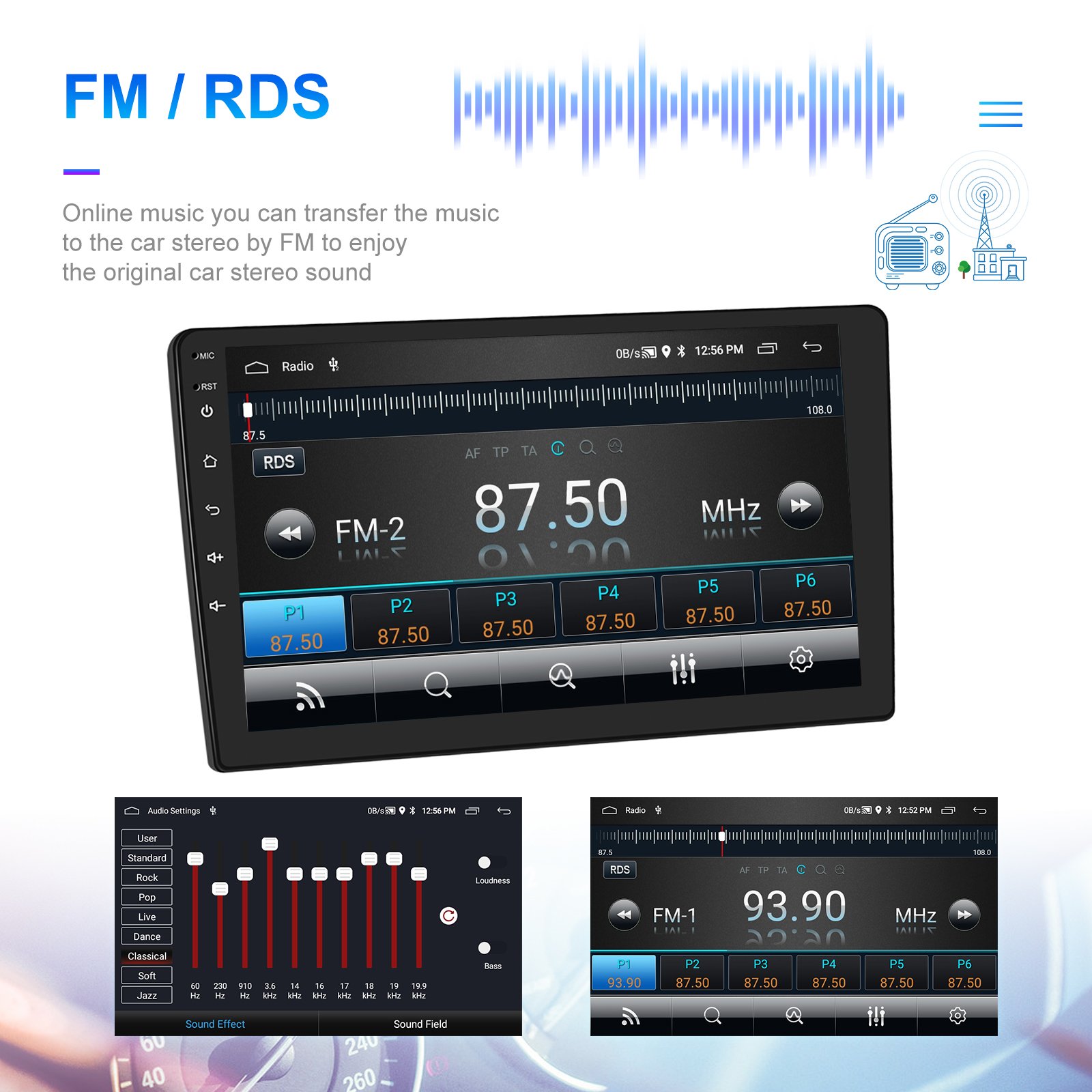 Podofo Double Din 9 inch Android Car Radio 2+64G Car Stereo Wireless CarPlay/Android Auto GPS WIFI FM RDS BT Autoradio Wholesale