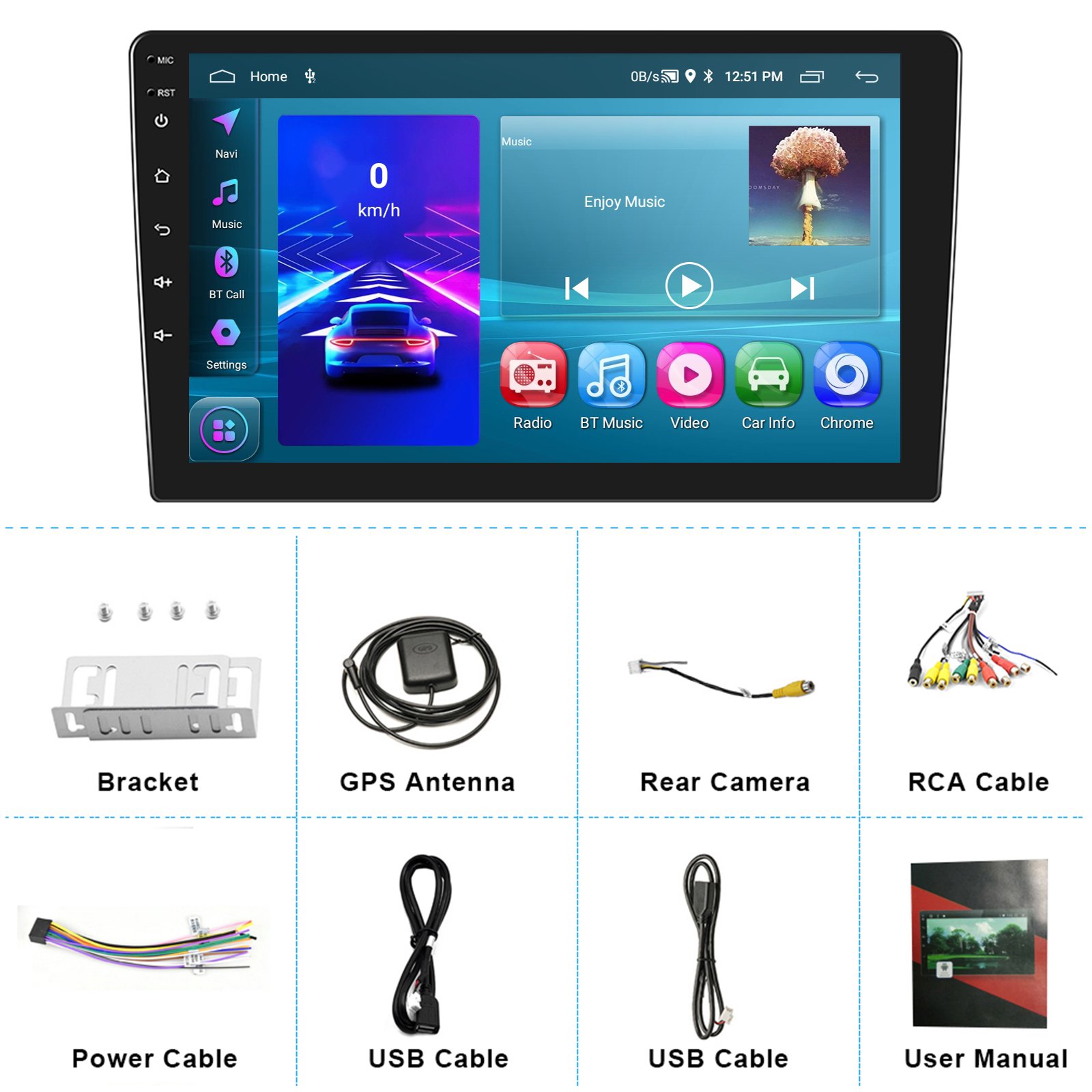 Podofo Double Din 9 inch Android Car Radio 2+64G Car Stereo Wireless CarPlay/Android Auto GPS WIFI FM RDS BT Autoradio Wholesale