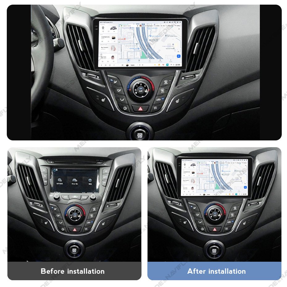 MEKEDE DUDU7 car radio qled touch screen gps navigation For Hyundai Veloster FS 2011-2017 TPMS DVR SWC cooling fan