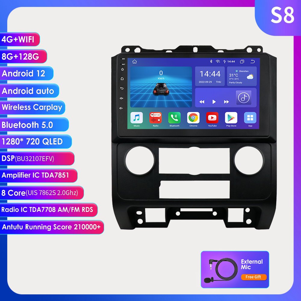 9 Inch Wifi+4g OLED Android 12 Car Dvd Player for Ford Escape 2011 with Radio Carplay GPS Android Auto Car Stereo