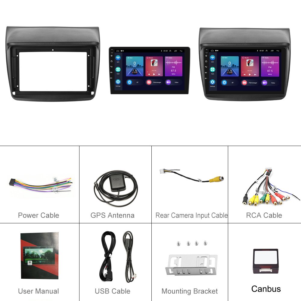 Podofo Android Car Radio Double Din 9'' Autoradio For Mitsubishi Pajero Sport 2013 Carplay Android Auto BT GPS WiFi Car Stereo