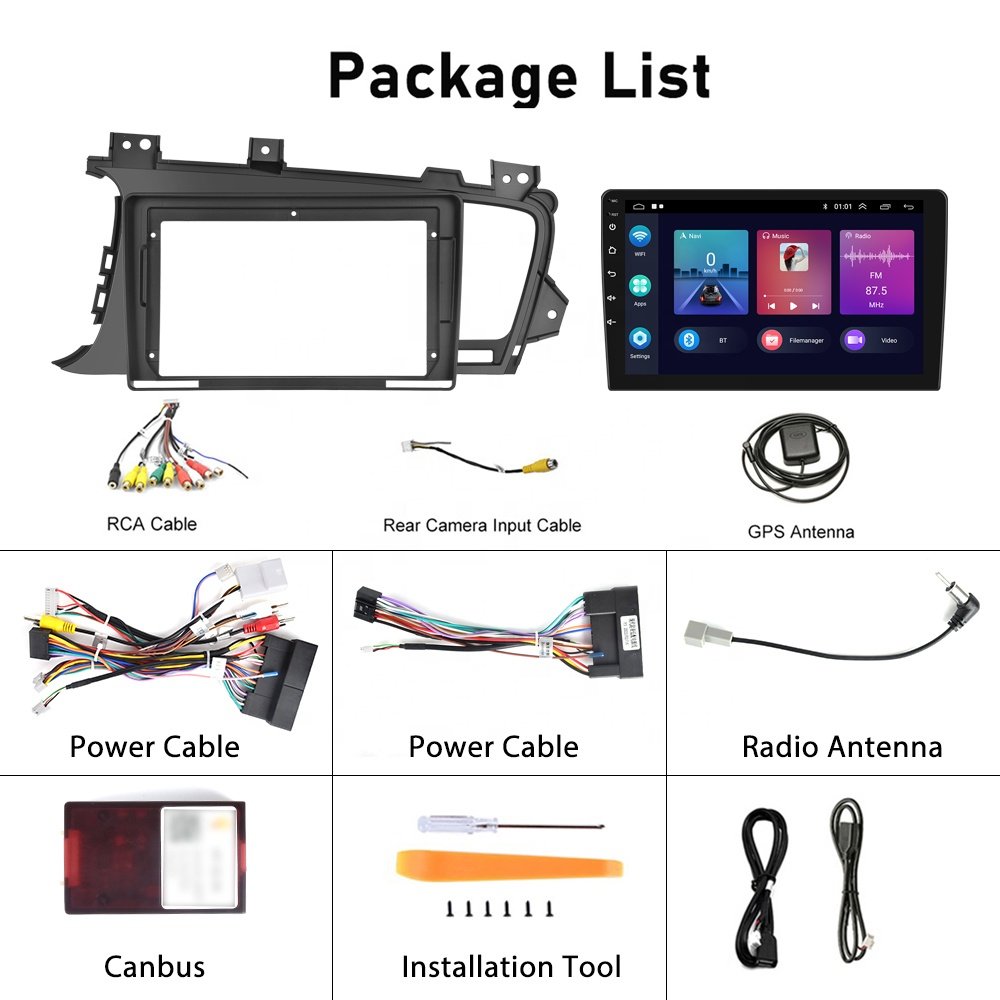 (USA Stock) Podofo 9'' Android Car Radio Carplay Android Auto GPS RDS HIFI with AHD Camera For KIA K5 2011 Wholesale