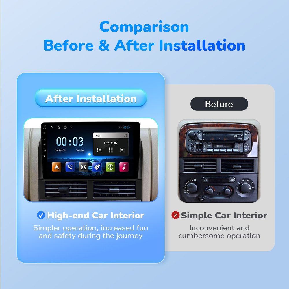 9 inch Autoradio Android 13 car radio for Jeep Grand Cherokee II WJ 1998-2004 Multimedia Player Stereo GPS Navi Wireless carplay