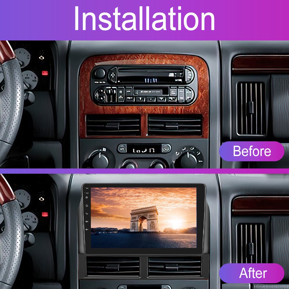 Podofo 9'' Android Car Radio Wireless Carplay Android Auto GPS RDS HIFI Support AHD Cam For Jeep Grand Cherokee 2004-2005