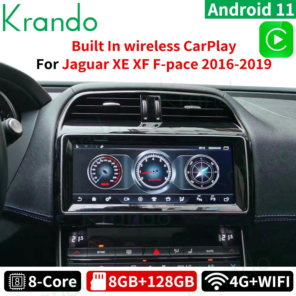 Krando 10.25" Android Autoradio Car DVD Player For Jaguar XF XE F-Pace 2016 - 2019 Wireless Carplay Navigation GPS Multimedia