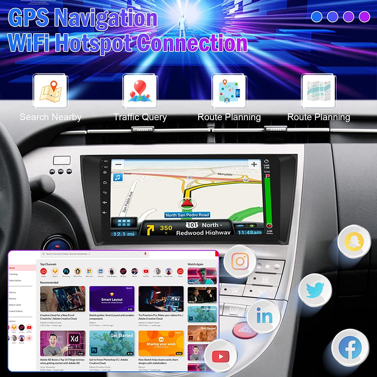 Podofo 9" Android Car Stereo For Toyota PRIUS 2012 Car Radio Autoradio Carplay Android Auto GPS Wifi Hifi Audio FM RDS
