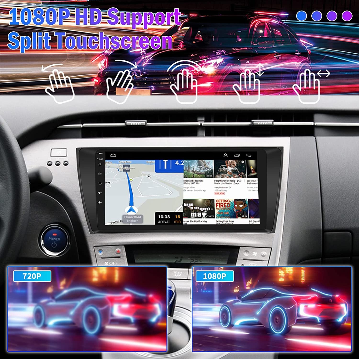 Podofo 9" Android Car Stereo For Toyota PRIUS 2012 Car Radio Autoradio Carplay Android Auto GPS Wifi Hifi Audio FM RDS