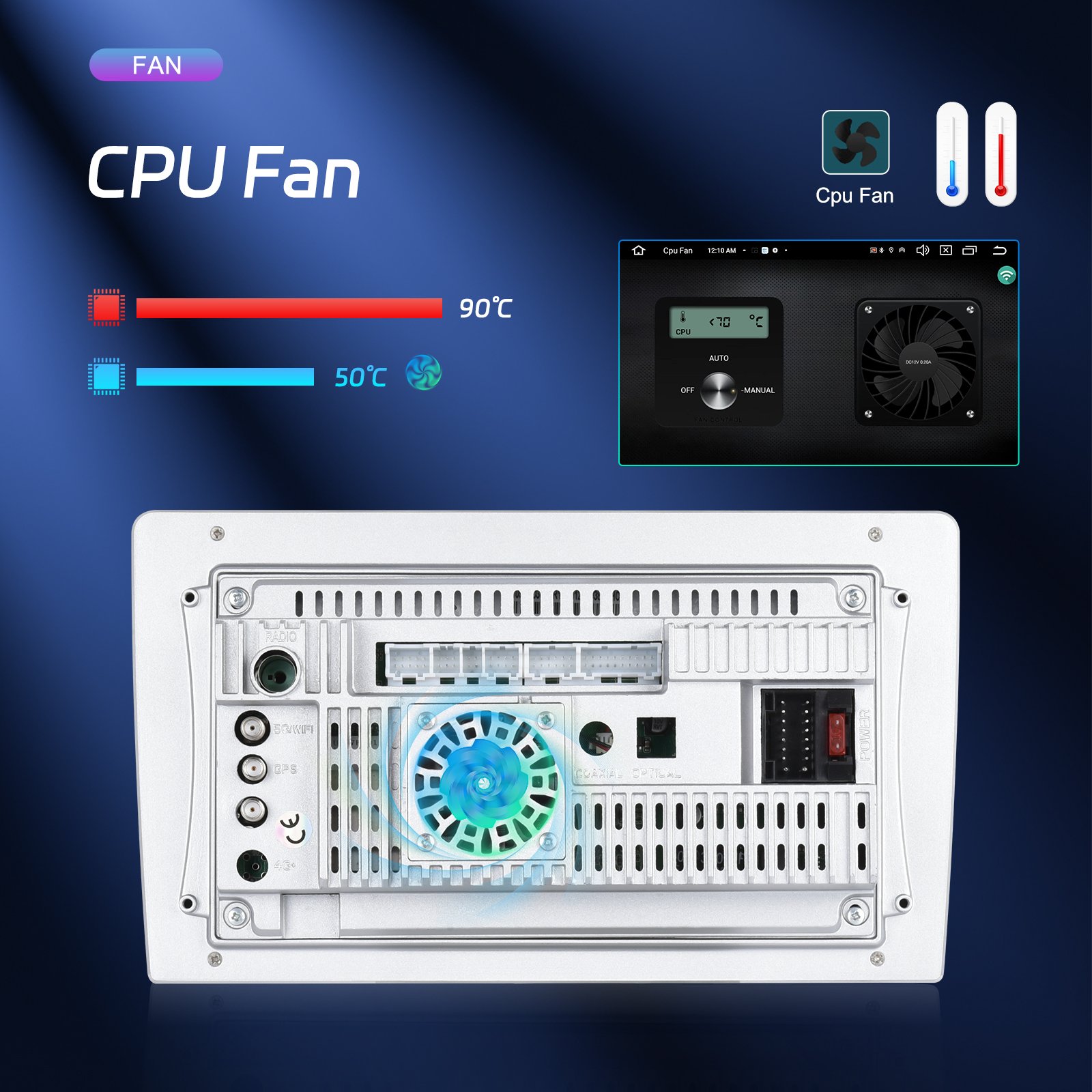 Podofo 8 Core Android Car Stereo 8+128/8+256 10'' QLED Screen Car Radio Carplay Android Auto 4G WiFi GPS AM/FM/RDS Autoradio