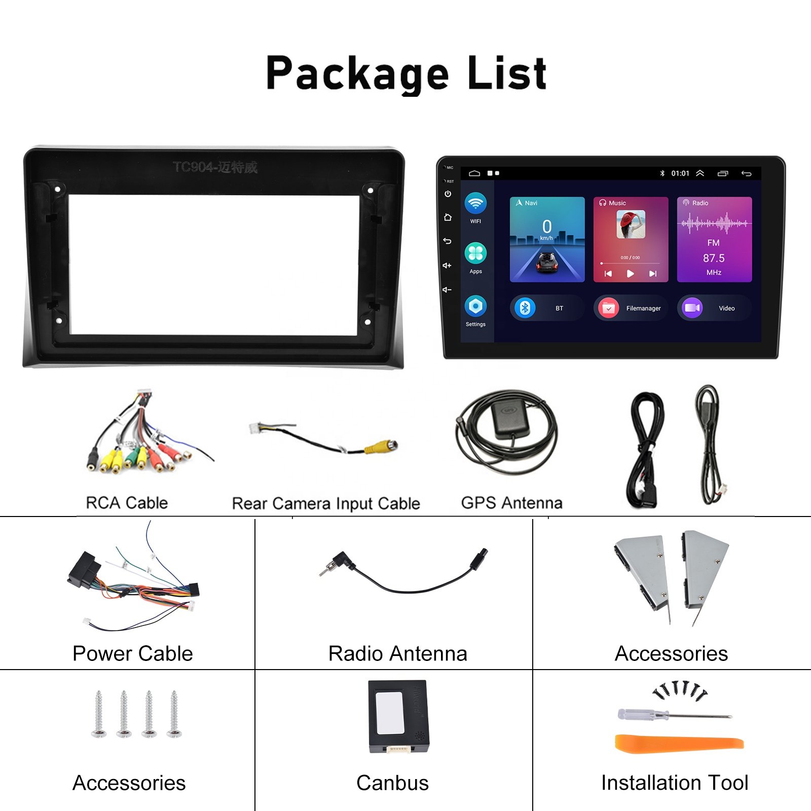 Podofo Double Din 9'' Android Car Radio Carplay Android Auto GPS RDS HIFI Support AHD Camera For Volkswagen Multivan 2008-2015