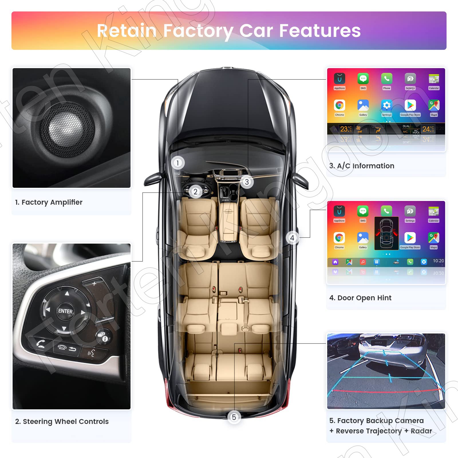 9 inch Wireless Carplay Auto Radio Android Touch Screen For Civic 2015-2022 GPS Navigation Car Head Unit DVD Player HeadUnit