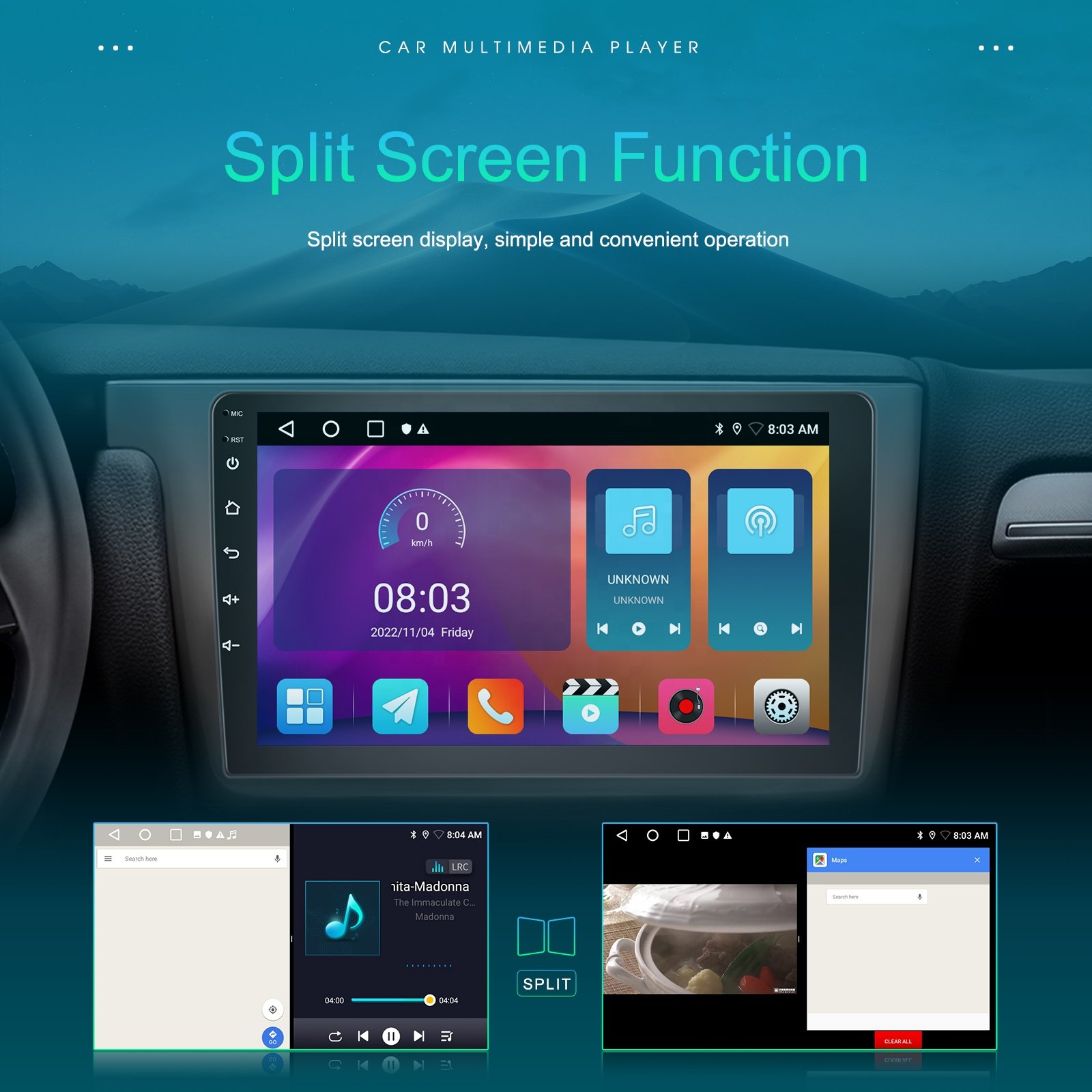 Podofo 7/9/10 Inch Double Din Android Car Radio 2.5D 1+32G Touch Screen Car Stereo Radio GPS WIFI FM RDS BT EU/US/UK