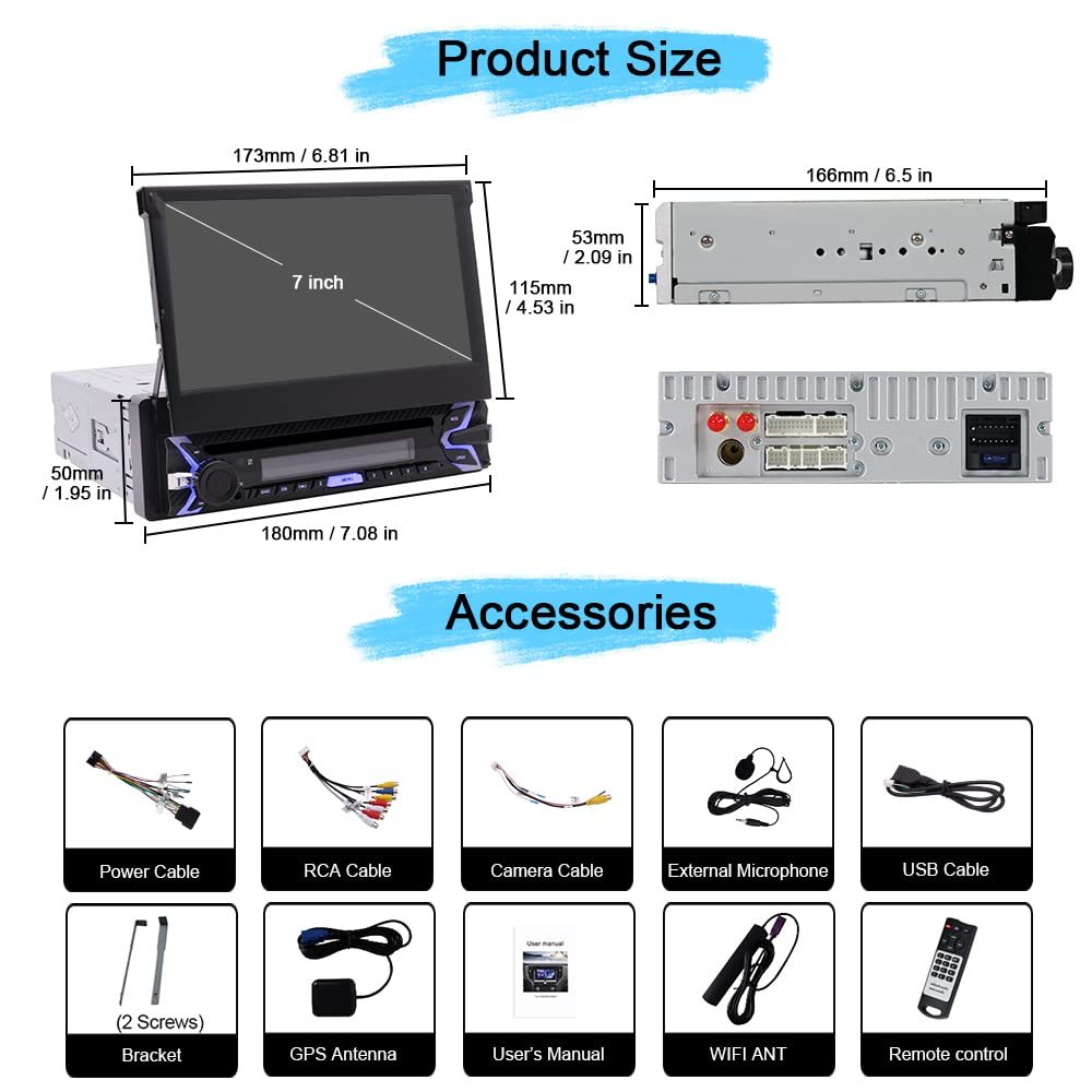 Android 11 1 din Car Radio universal 7 inch touch screen car stereo MP5 Car DVD player GPS Navigation