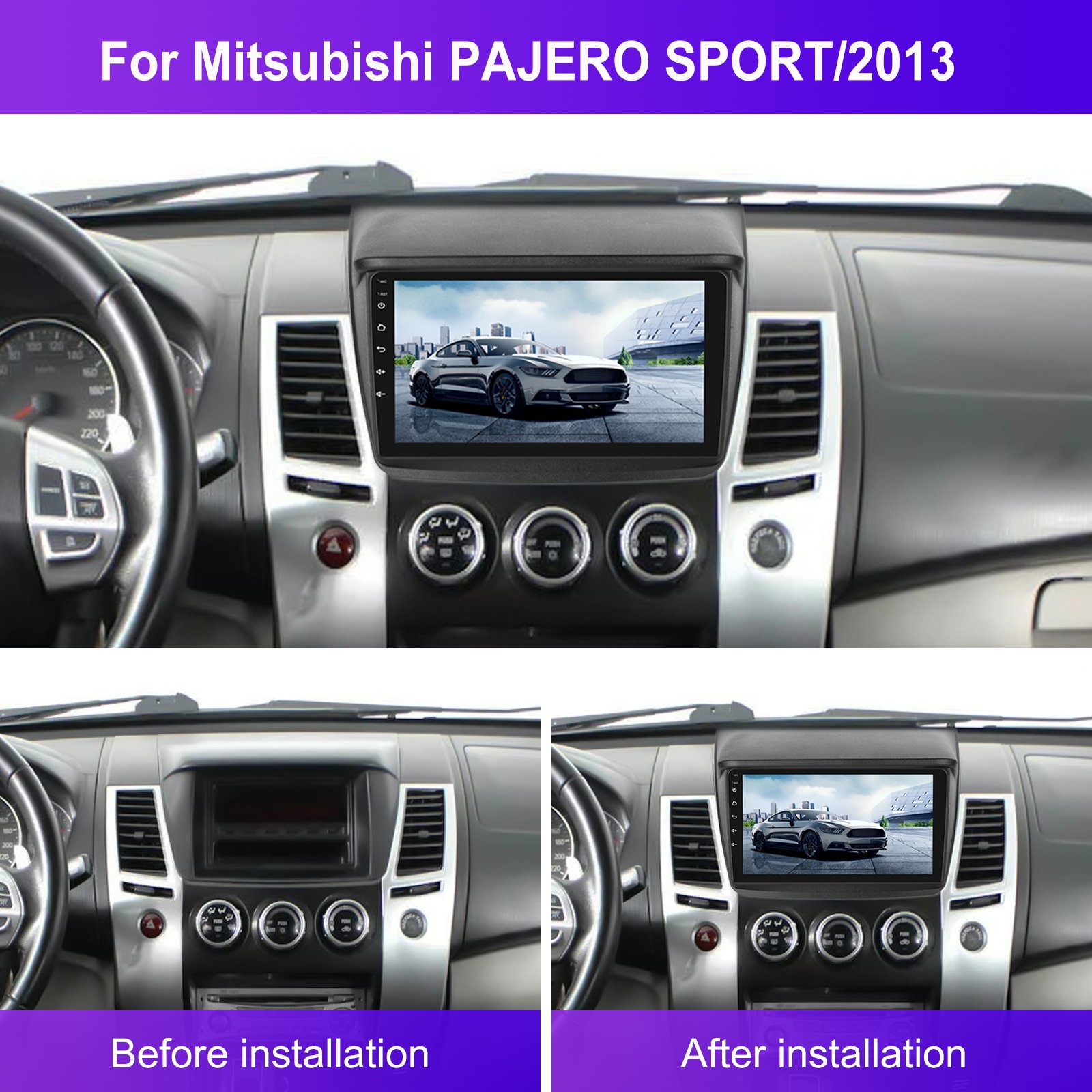 Podofo 9'' Android Car Radio Wireless Carplay Android Auto GPS RDS HIFI Support AHD Camera For Mitsubishi Pajero Sport 2013 OEM
