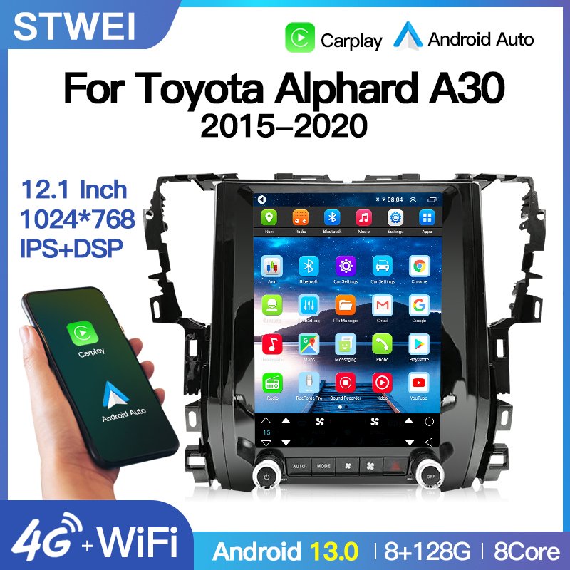 Stwei Android13 Car Radio Stereo Tesla Screen Multimedia Player For Toyota Alphard A30 2015-2020 Carplay Auto Navigation GPS DSP