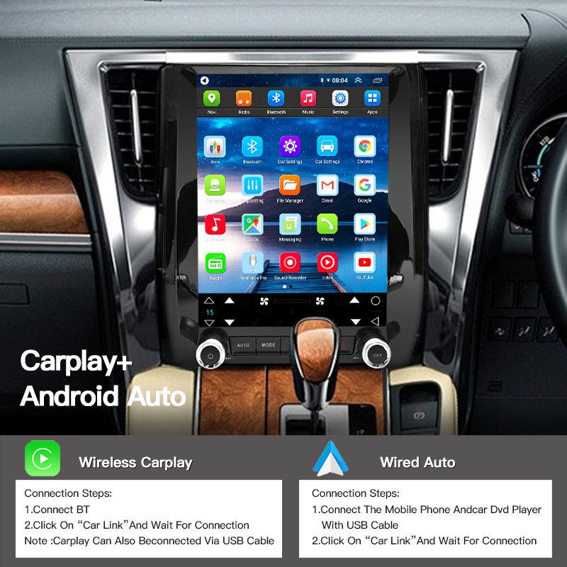 Stwei Android13 Car Radio Stereo Tesla Screen Multimedia Player For Toyota Alphard A30 2015-2020 Carplay Auto Navigation GPS DSP
