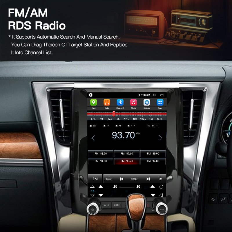 Stwei Android13 Car Radio Stereo Tesla Screen Multimedia Player For Toyota Alphard A30 2015-2020 Carplay Auto Navigation GPS DSP