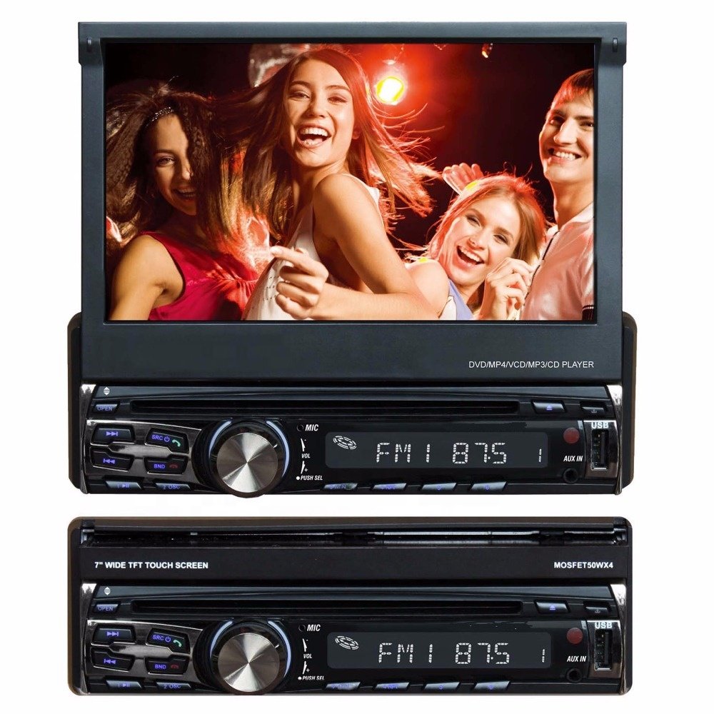 (FY8006) Single din car DVD player with retractable 7" TFT touch screen car radio