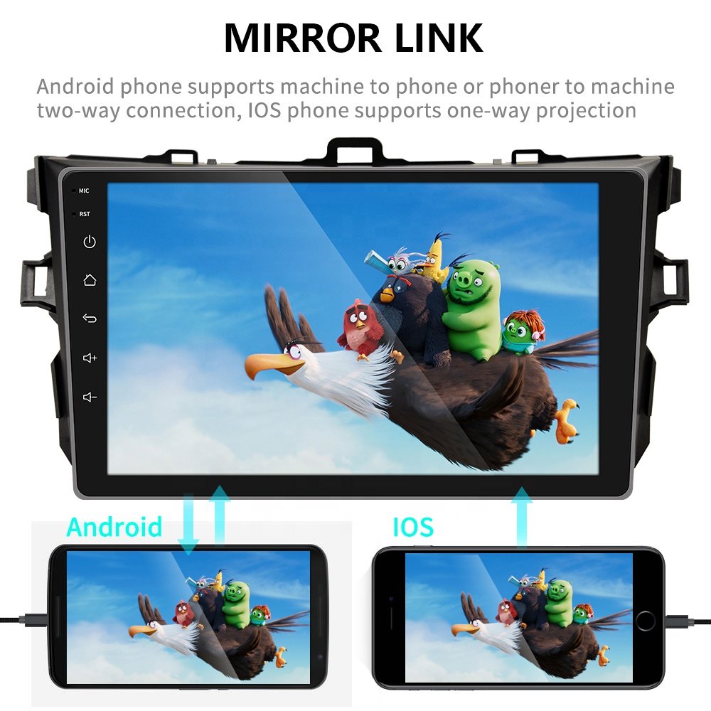 Podofo 9'' Android Car Stereo Radio Video Autoradio GPS Wifi BT USB 2.5D Touch Screen for Toyota/Corolla 2006-2012