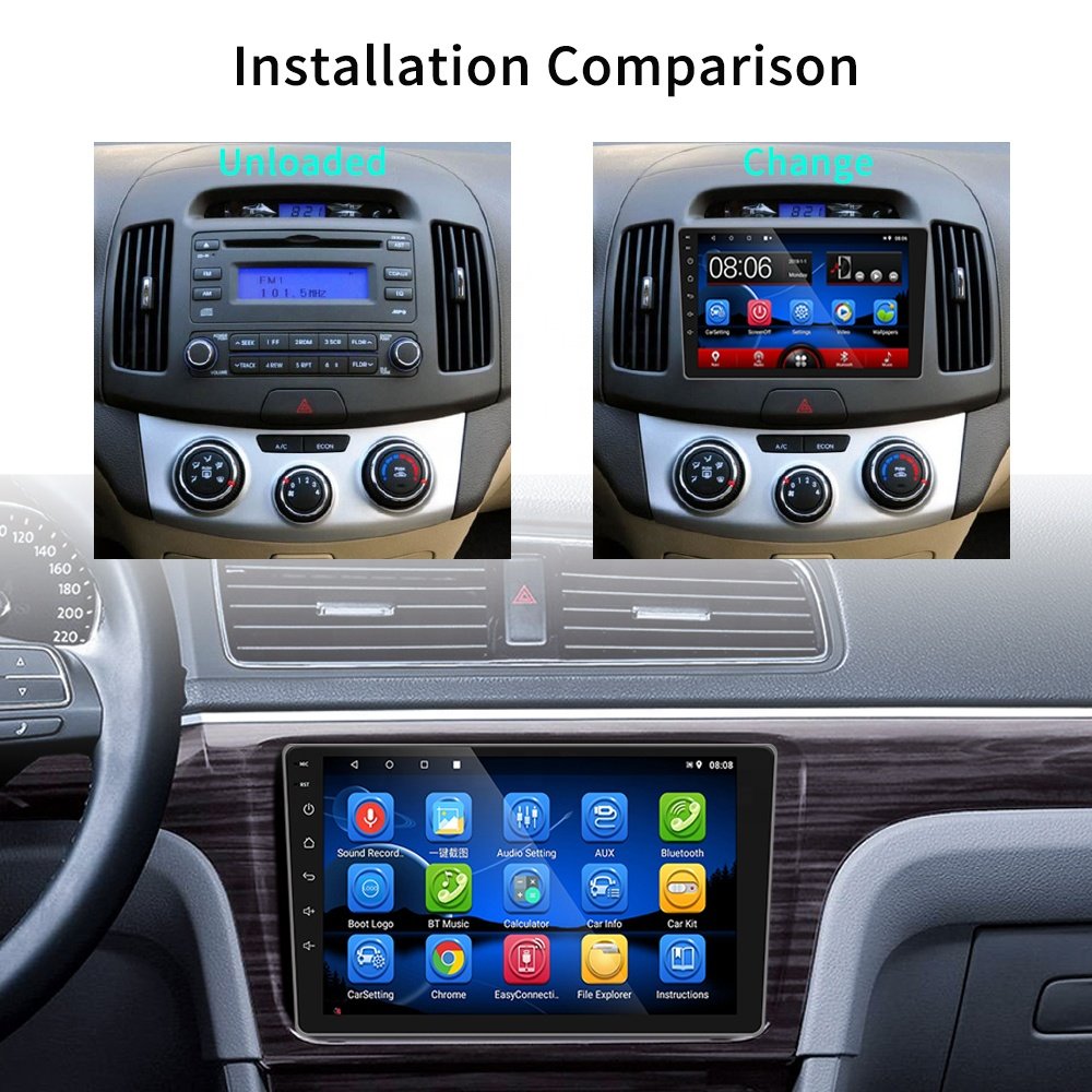Podofo 9'' Android Car Stereo Radio Video Autoradio GPS Wifi BT USB 2.5D Touch Screen for Toyota/Corolla 2006-2012