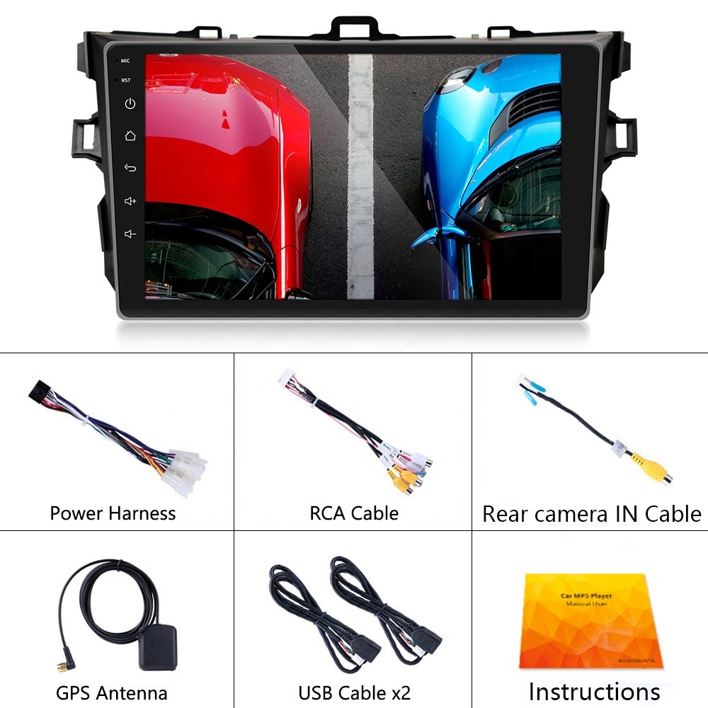 Podofo 9'' Android Car Stereo Radio Video Autoradio GPS Wifi BT USB 2.5D Touch Screen for Toyota/Corolla 2006-2012