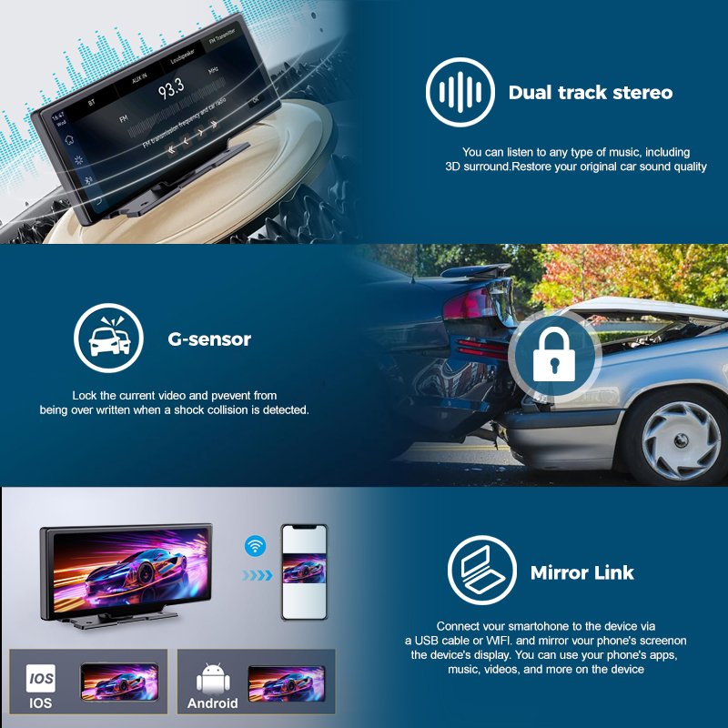 Maustor New Arrival 10.26 inch Wireless Carplay for Universal Car DVD Player Support Wifi/APP Android Auto Car Multimedia Player
