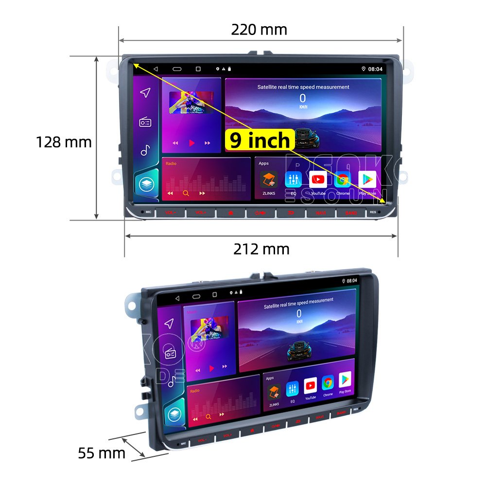 With 2 USB Android Car Radio Player For Vw 9 Inch Universal Stereo Support Carplay GPS BT Call Wifi Car DVD Player \
