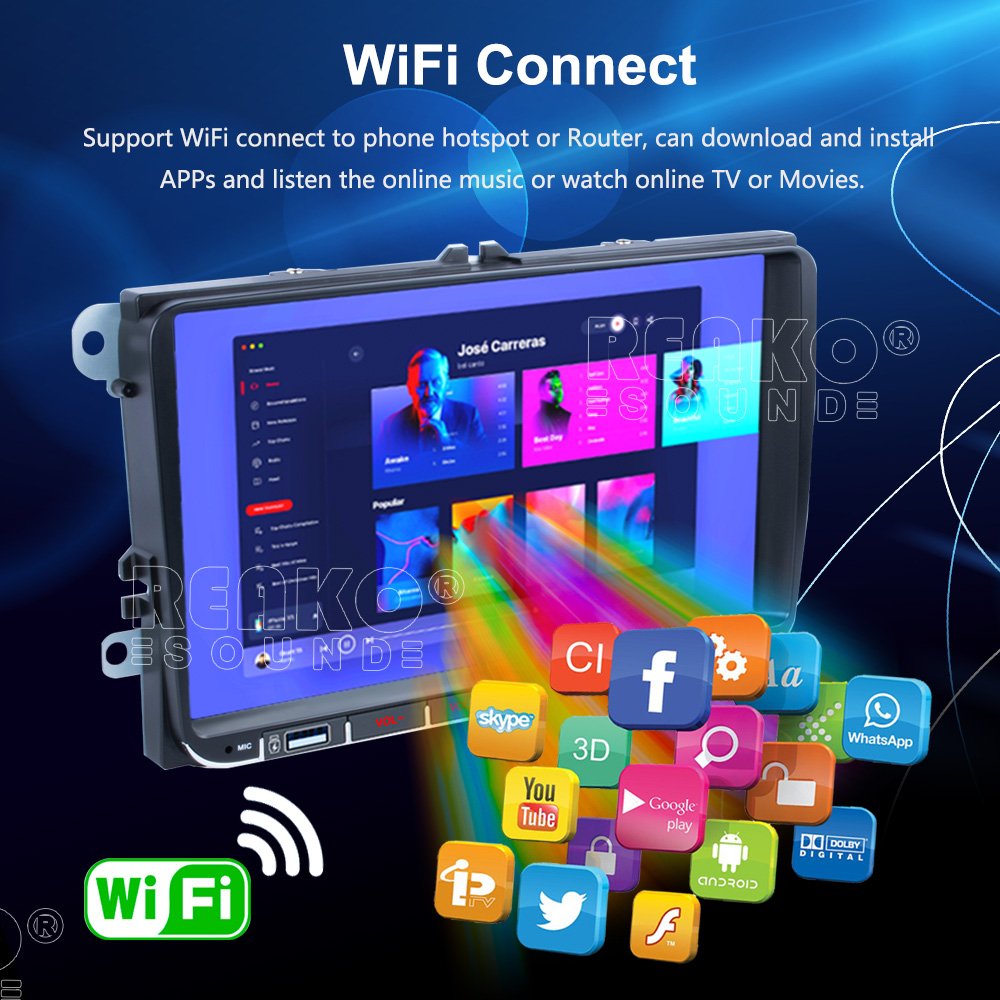 With 2 USB Android Car Radio Player For Vw 9 Inch Universal Stereo Support Carplay GPS BT Call Wifi Car DVD Player \