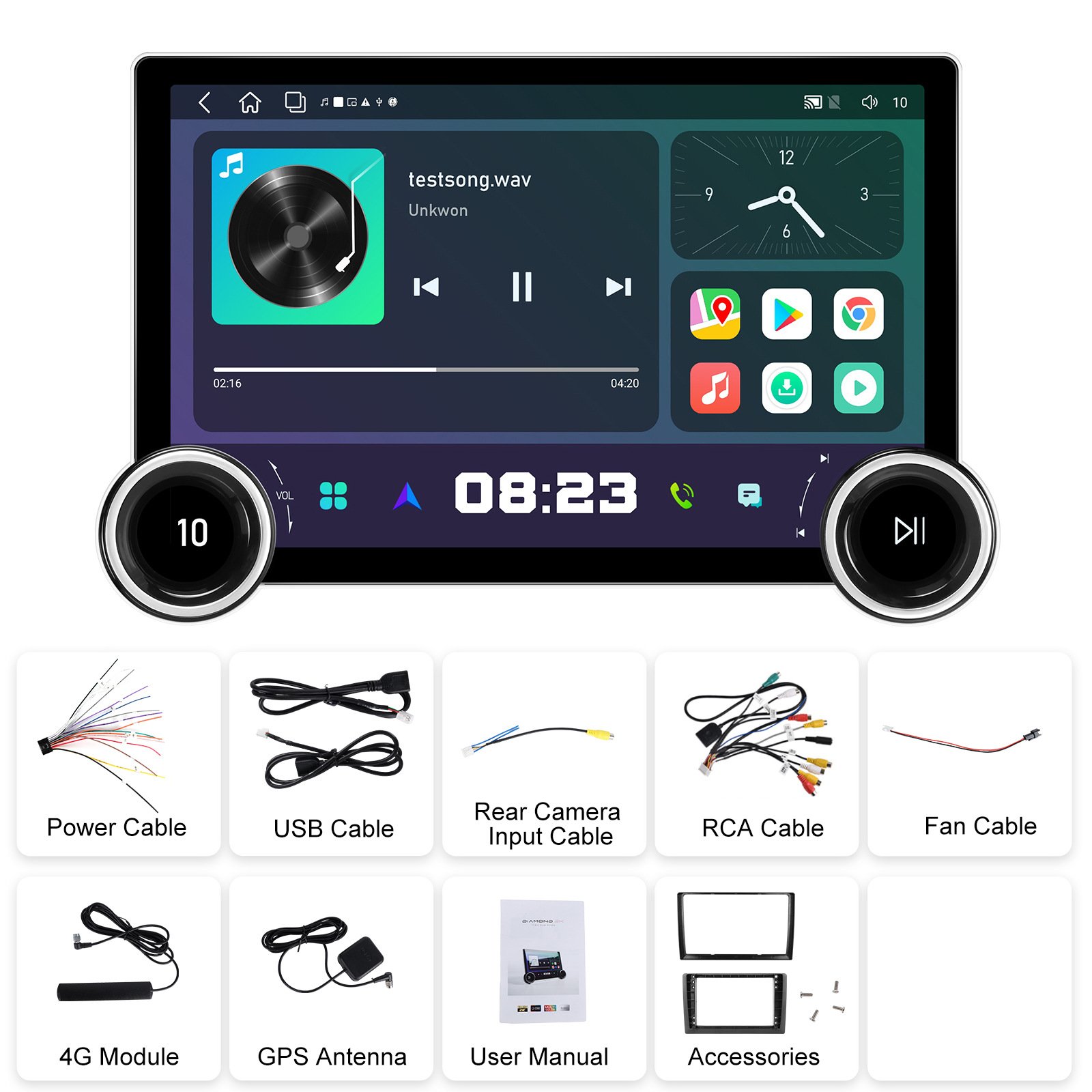 Universal 11.8 inch Car Monitor Suitable for 9 &10.1 inch frame 2k DIAMOND Double-knob DSP RDS Radio Stereo Car DVD Player