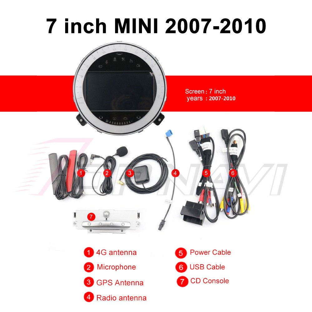 Android 11 7 Inch Car Stereo Multimedia Player for Mini Cooper R56 2007 2008 2009 2010 Touch Screen DVD Player