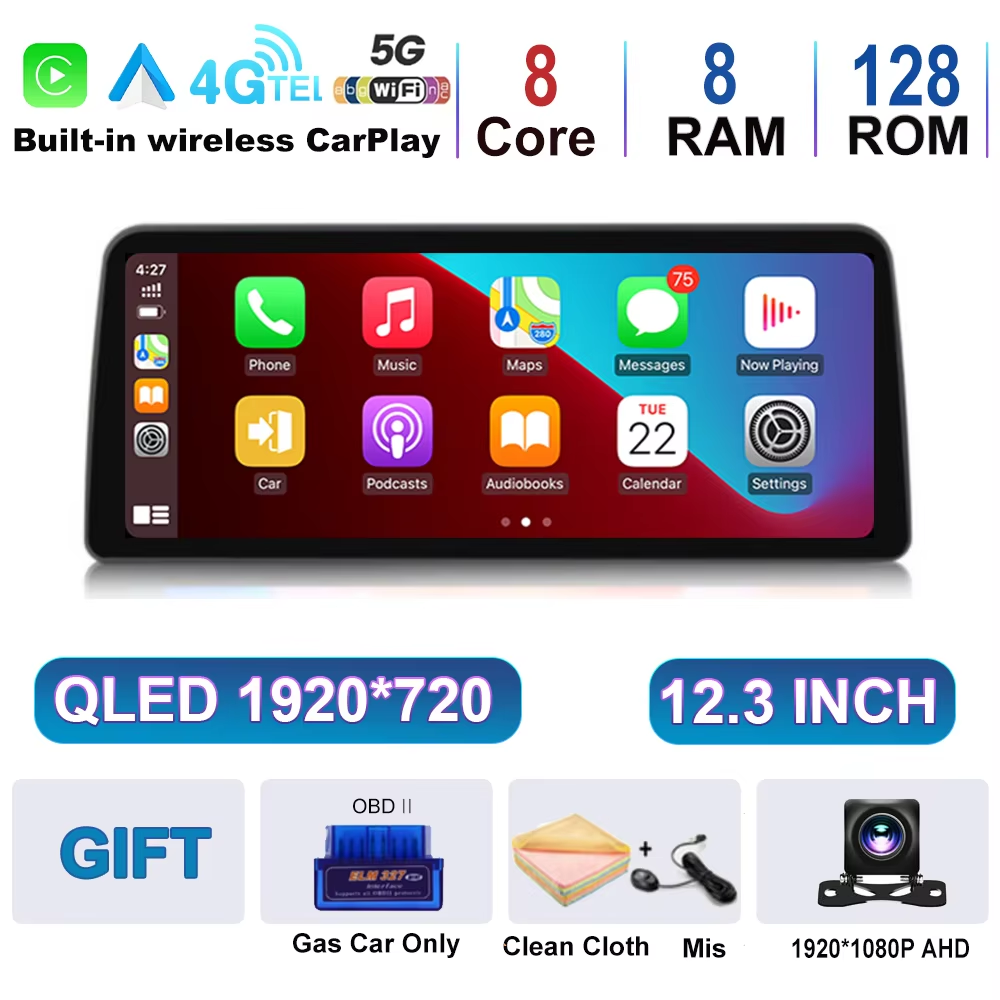 Free Sample car touch screen radio auto stereo 1280*720 QLED 8core car radio android Universal Car DVD Player