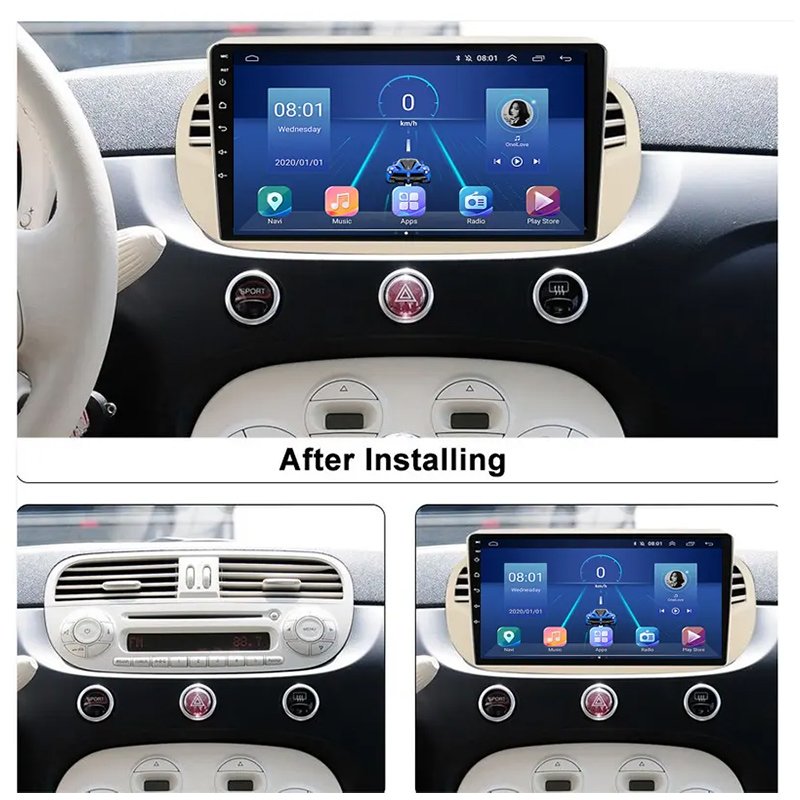 9 dvd car radio stereo android touch screen multimedia player carplay for Fiat 500