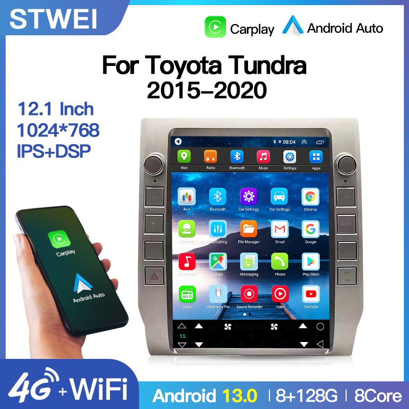 For Toyota Tundra 2015-2020 Car Radio Player GPS Navigation Video Multimedia Android 13 Auto Carplay With Touch Screen Stereo BT