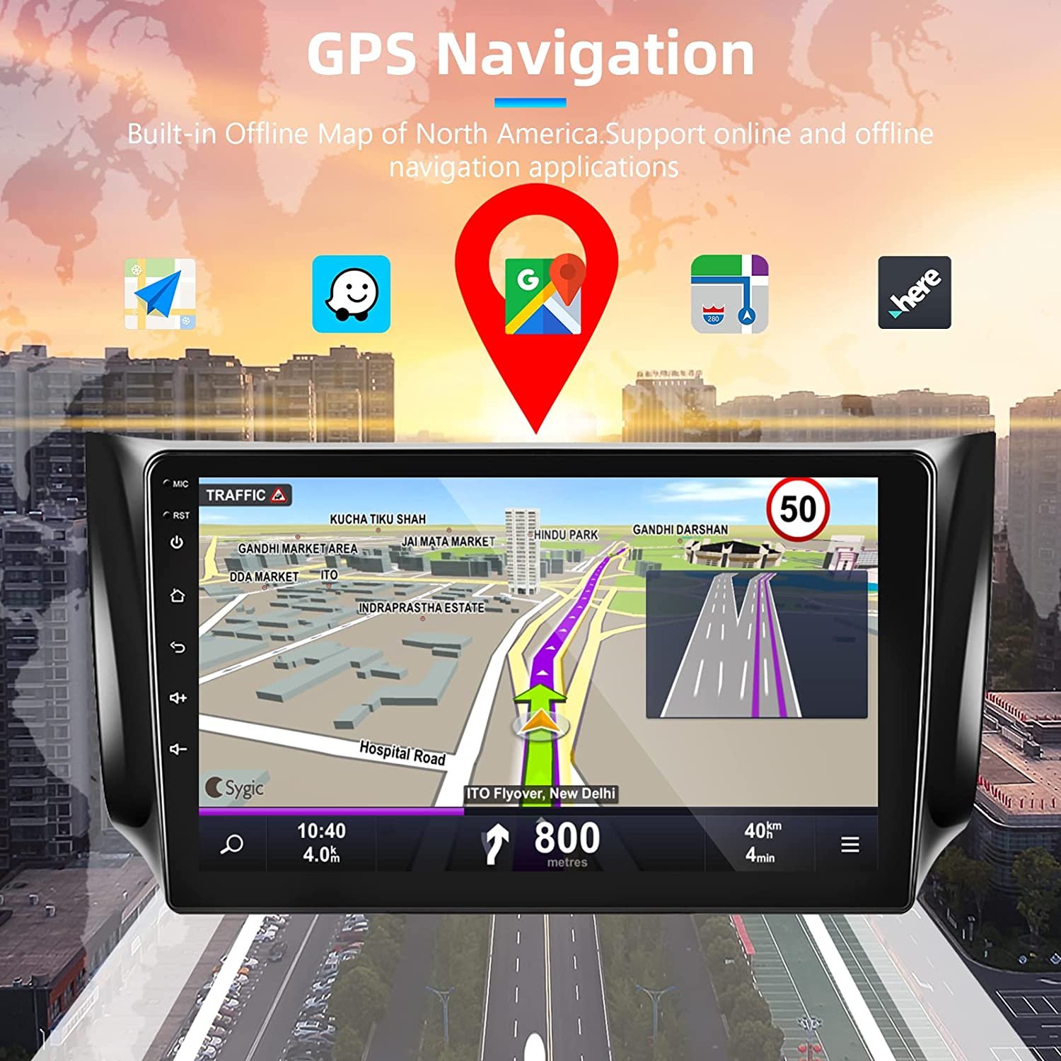 Podofo Double Din 10.1'' Android Car Radio Carplay Android Auto GPS RDS HIFI With AHD Camera MIC For NISSAN SYLPHY 2016