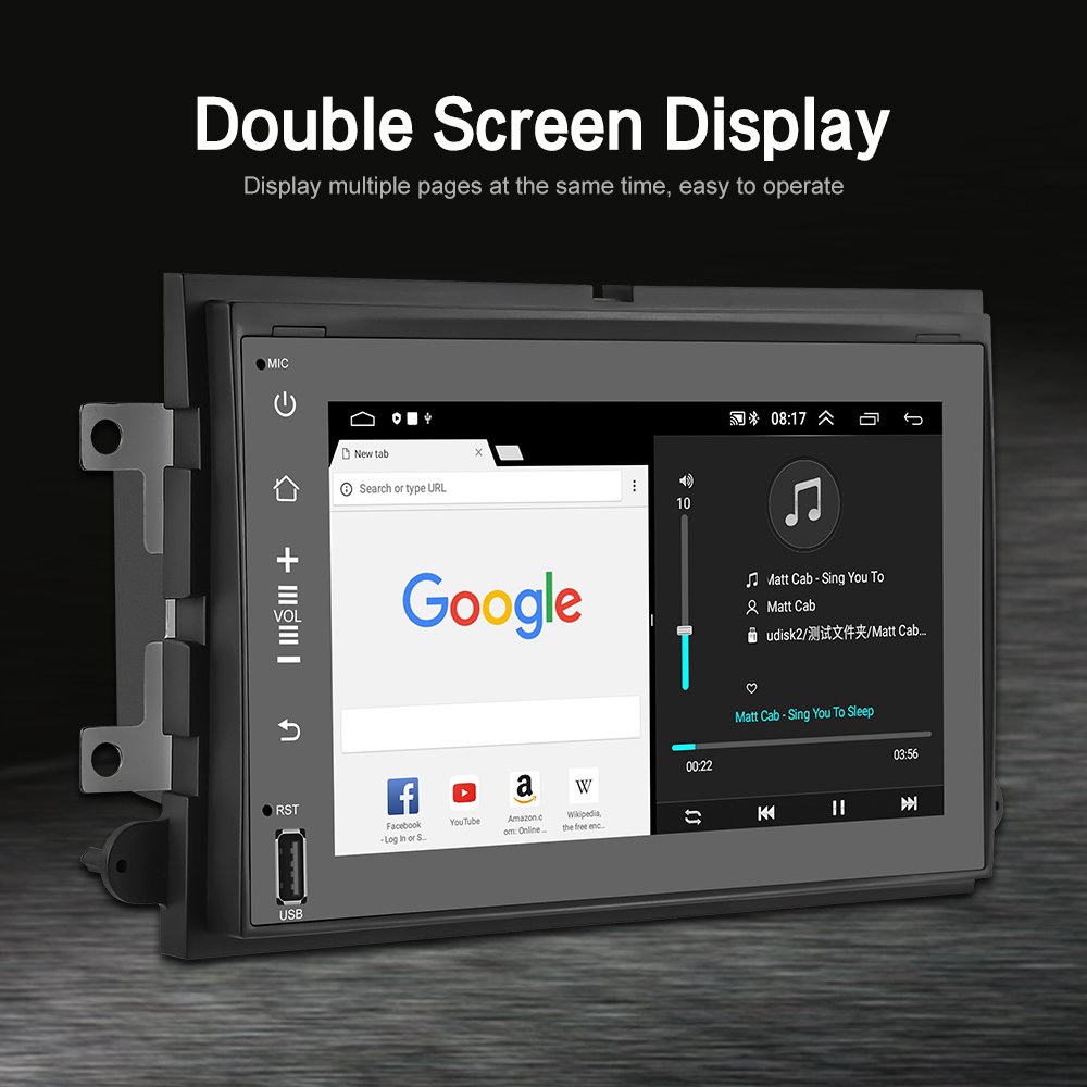 Podofo Android 7" Car Radio Split Screen Autoradio GPS Stereo BT FM RDS For Ford F150 Montego/Milan/Fusion/Focus/Escape