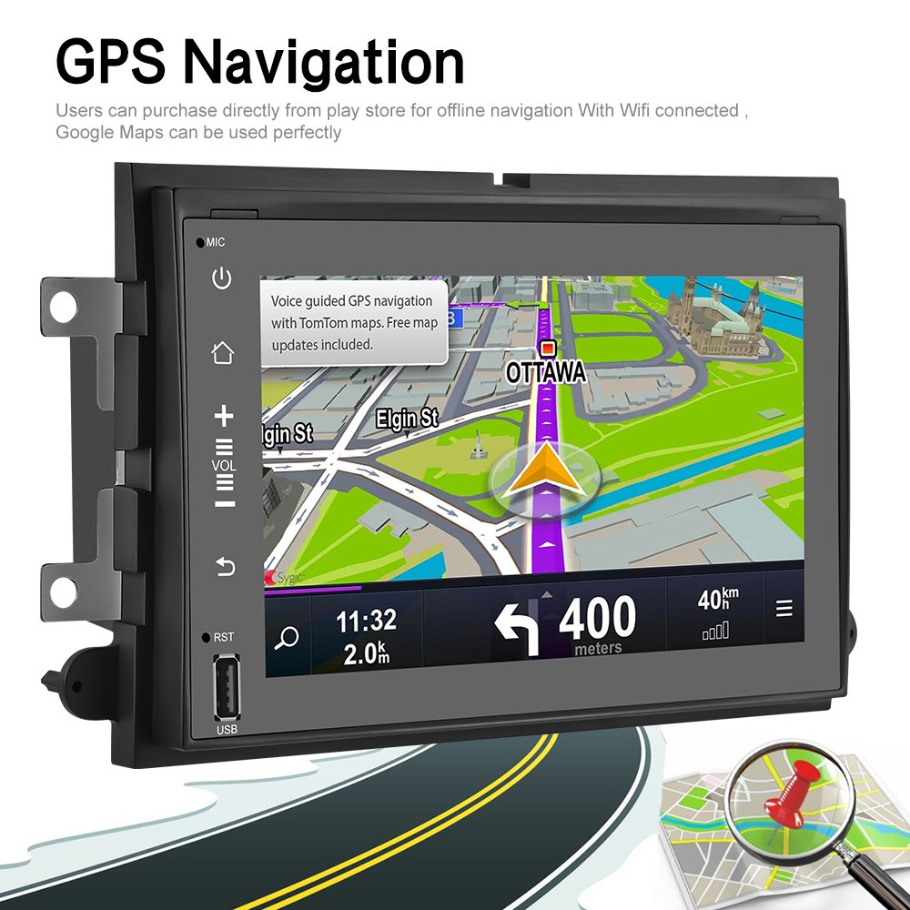 Podofo Android 7" Car Radio Split Screen Autoradio GPS Stereo BT FM RDS For Ford F150 Montego/Milan/Fusion/Focus/Escape
