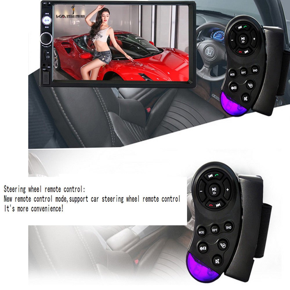 Podofo Double Din Car Stereo Car Radio Auto Radio Car MP5 Player 2 Din 7" Touch Screen BT USB FM AUX SD 7023B + Rear View Camera