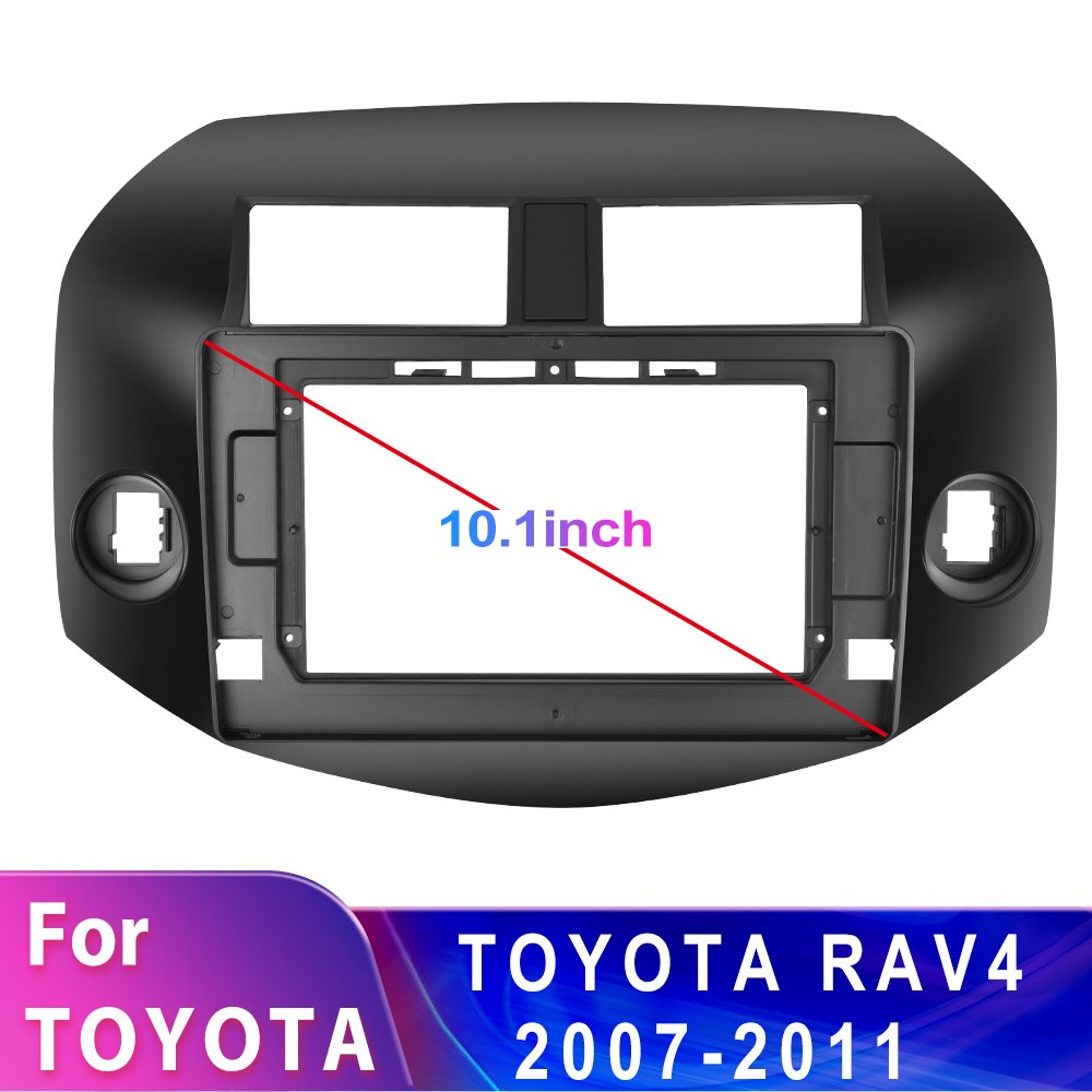 Podofo 10.1" 2 Din Car Stereo Radio Frame Car Fascia Panel Head Unit Trim For Toyota RAV4 2007 2008 2009 2010 2011