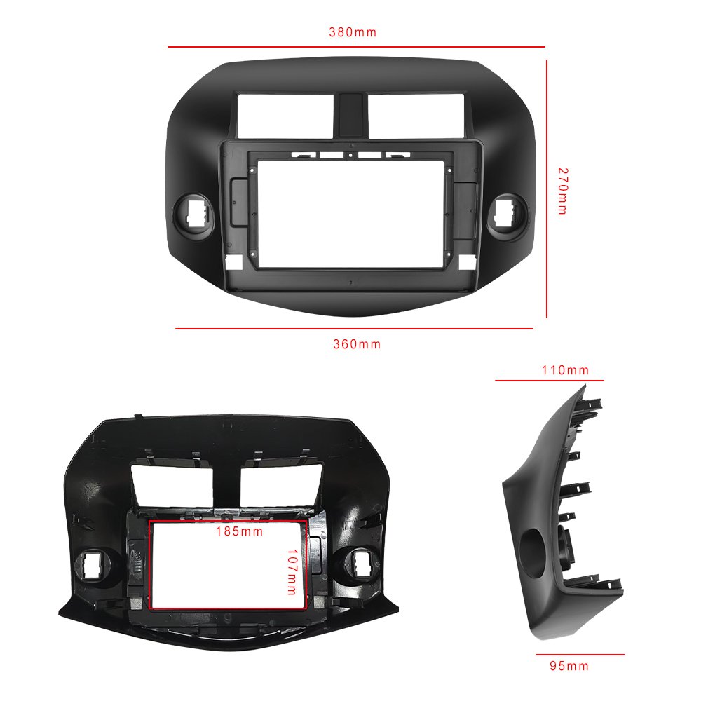 Podofo 10.1" 2 Din Car Stereo Radio Frame Car Fascia Panel Head Unit Trim For Toyota RAV4 2007 2008 2009 2010 2011